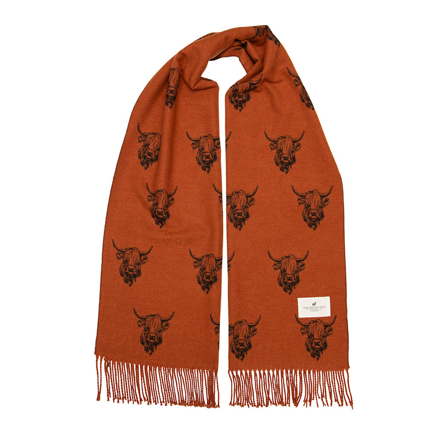 Heilan Coo Multi Super Soft Scarf Rust Grey